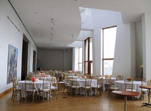 Meeting hall within Weisman Art Museum featuring iconic architecture and two-story windows