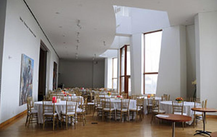Meeting hall within Weisman Art Museum featuring iconic architecture and two-story windows